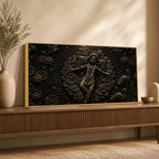 Divine Lord Krishna Resting on Lotus Metallic Look 3D Canvas Wall Painting