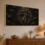 Divine Lord Krishna Resting on Lotus Metallic Look 3D Canvas Wall Painting