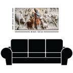 Divine Lord Krishna with Sacred Cows and Cowherd 3D Canvas Wall Painting