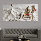 Divine Lord Mahadev with Little Nandi on Kailash Parvat 3D Canvas Wall Painting