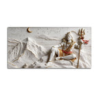 Divine Lord Mahadev with Little Nandi on Kailash Parvat 3D Canvas Wall Painting