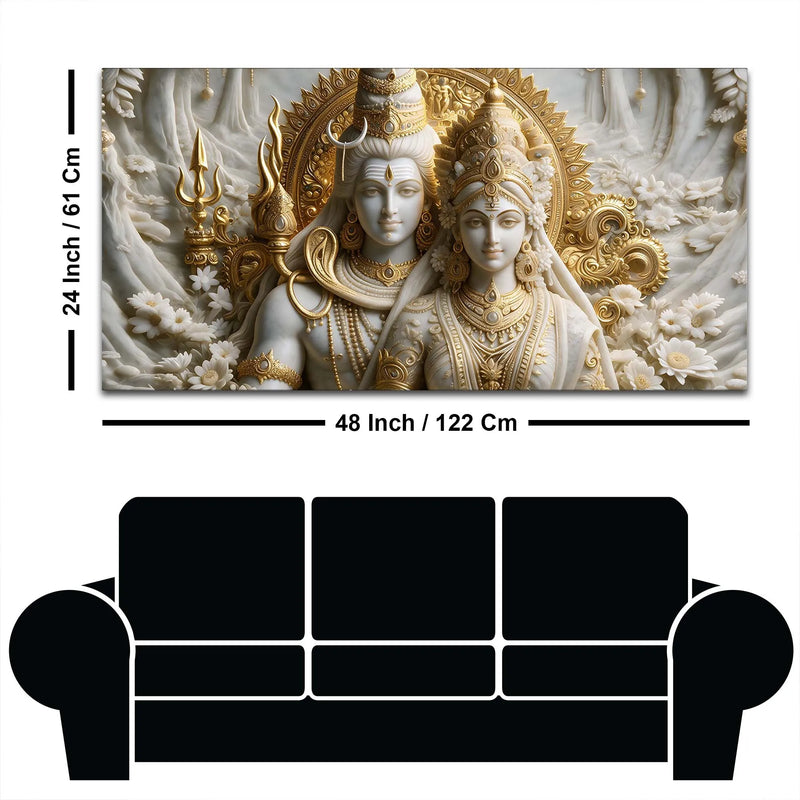 Divine Lord Shiv & Goddess Parvati 3D Canvas Wall Painting