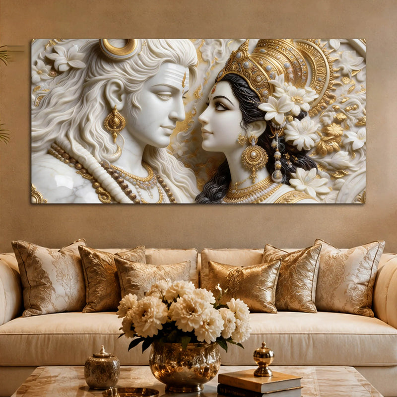 Divine Lord Shiv & Mata Parvati Eternal Love 3D Canvas Wall Painting