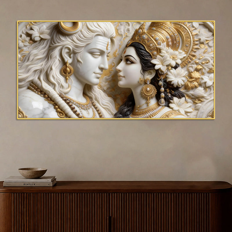 Divine Lord Shiv & Mata Parvati Eternal Love 3D Canvas Wall Painting