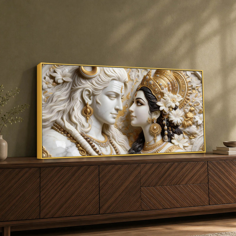 Divine Lord Shiv & Mata Parvati Eternal Love 3D Canvas Wall Painting