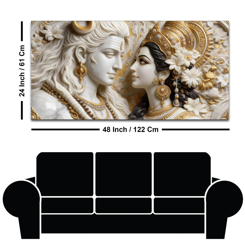 Divine Lord Shiv & Mata Parvati Eternal Love 3D Canvas Wall Painting