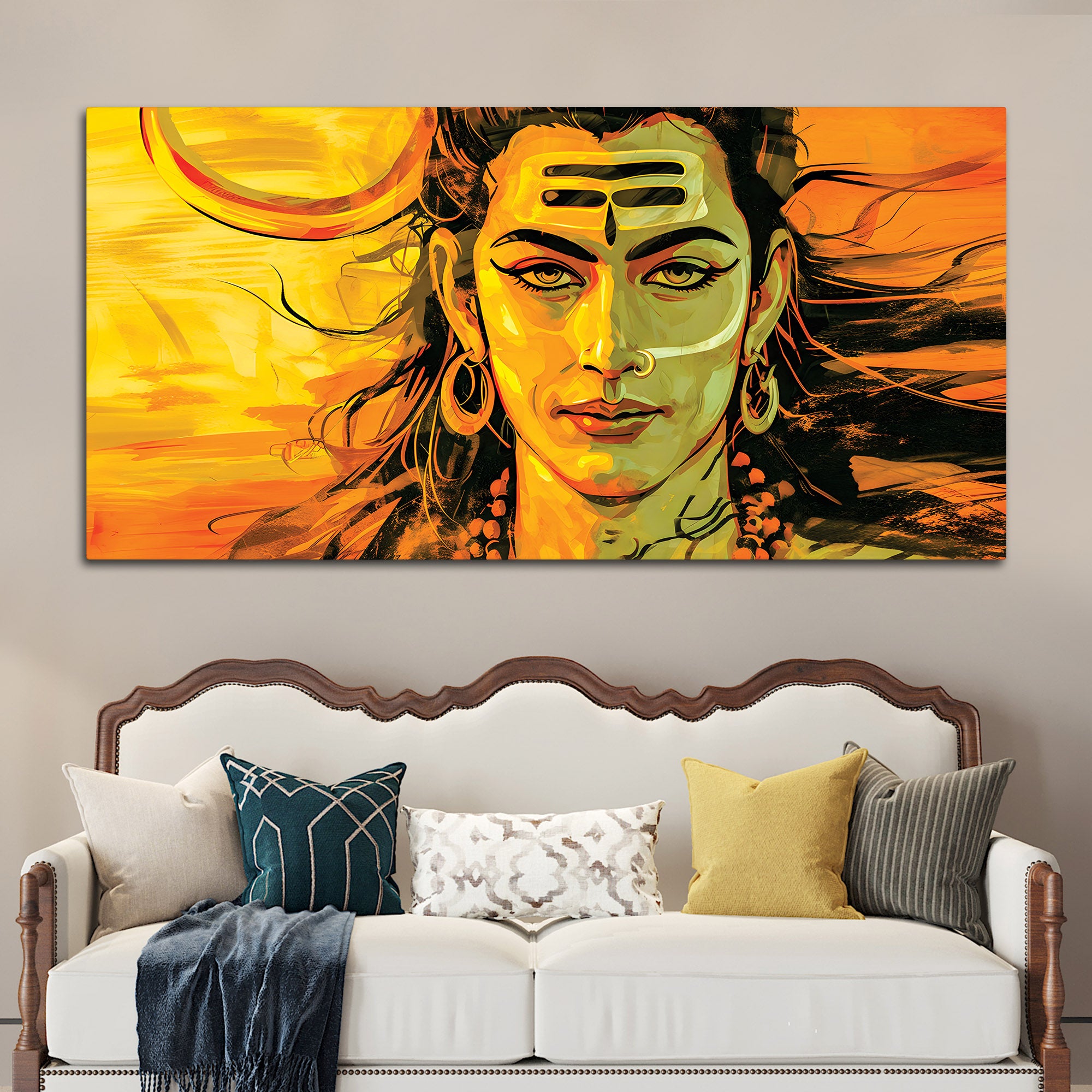 Divine Lord Shiva Painting on Canvas for Spiritual Home Decor