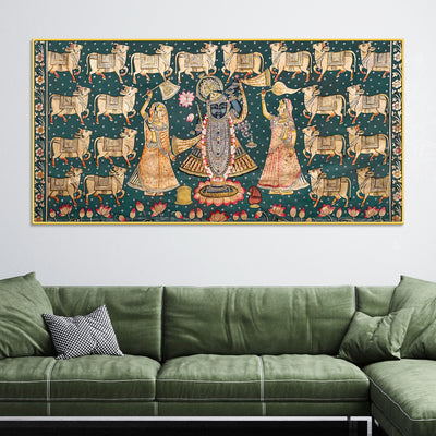 divine-lord-shreenathji-with-gau-mata-pichwai-canvas-wall-painting