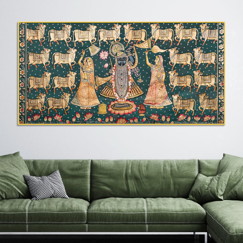divine-lord-shreenathji-with-gau-mata-pichwai-canvas-wall-painting