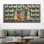 Divine Lord Shreenathji with Gau Mata Pichwai Canvas Wall Painting