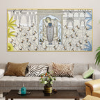 Divine Lord Shreenathji with Sacred Cows Pichwai Style Canvas Wall Painting for Home & Temple