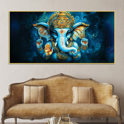 divine-lord-shri-ganesh-blue-gold-elegant-canvas-wall-painting