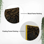 Divine Lord Shri Krishna Playing Flute under Sacred Tree Metallic Look 3D Canvas Wall Painting