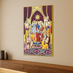 Divine Lord Shri Ram Maa Sita Lakshman and Hanuman Ram Darbar Canvas Wall Painting
