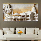 Divine Lord Shri Ram with Ayodhya Ram Mandir 3D Canvas Wall Painting