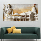 Divine Lord Shri Ram with Ayodhya Ram Mandir 3D Canvas Wall Painting
