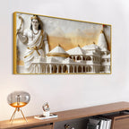 Divine Lord Shri Ram with Ayodhya Ram Mandir 3D Canvas Wall Painting