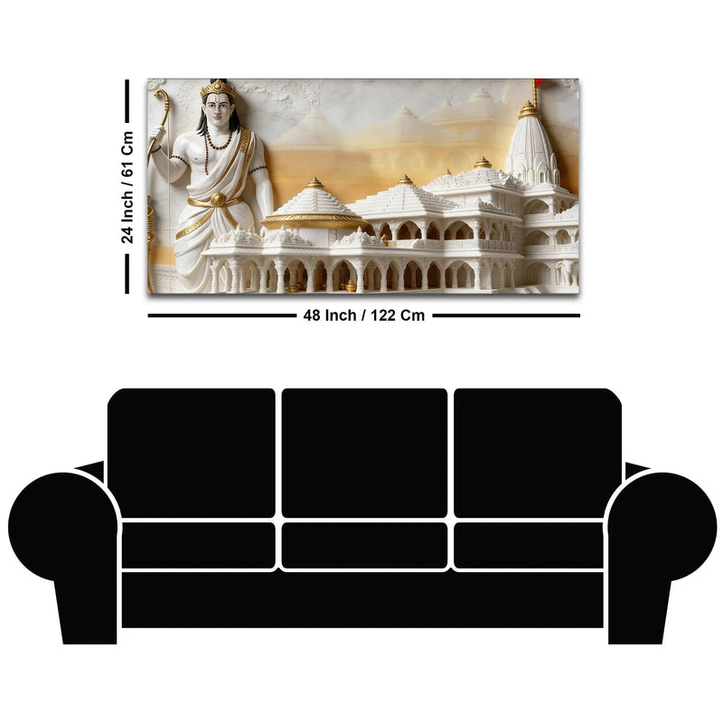 Divine Lord Shri Ram with Ayodhya Ram Mandir 3D Canvas Wall Painting