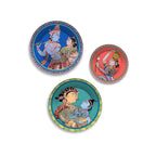 Divine Love Krishna Leela Premium Wall Plates Painting Set of 3