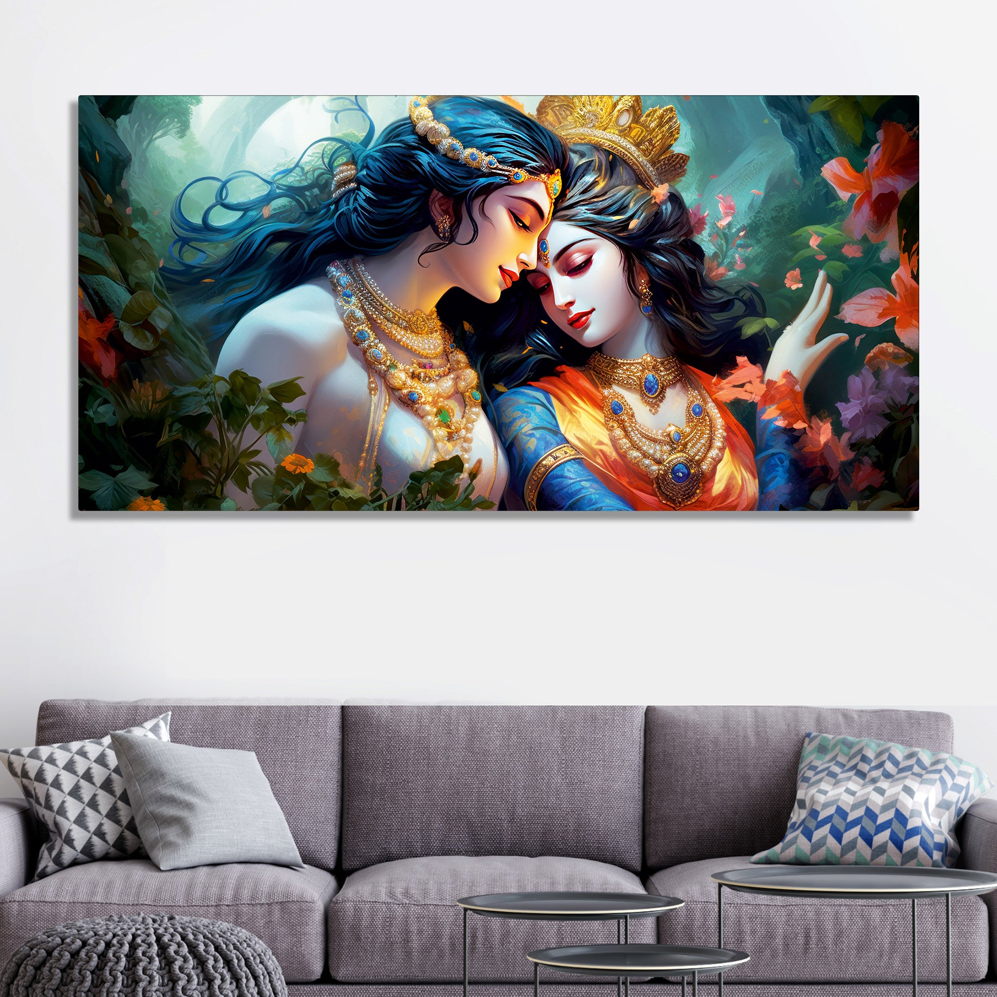 Divine Luster Painting of Radha Krishna Canvas Wall Painting – Vibecrafts