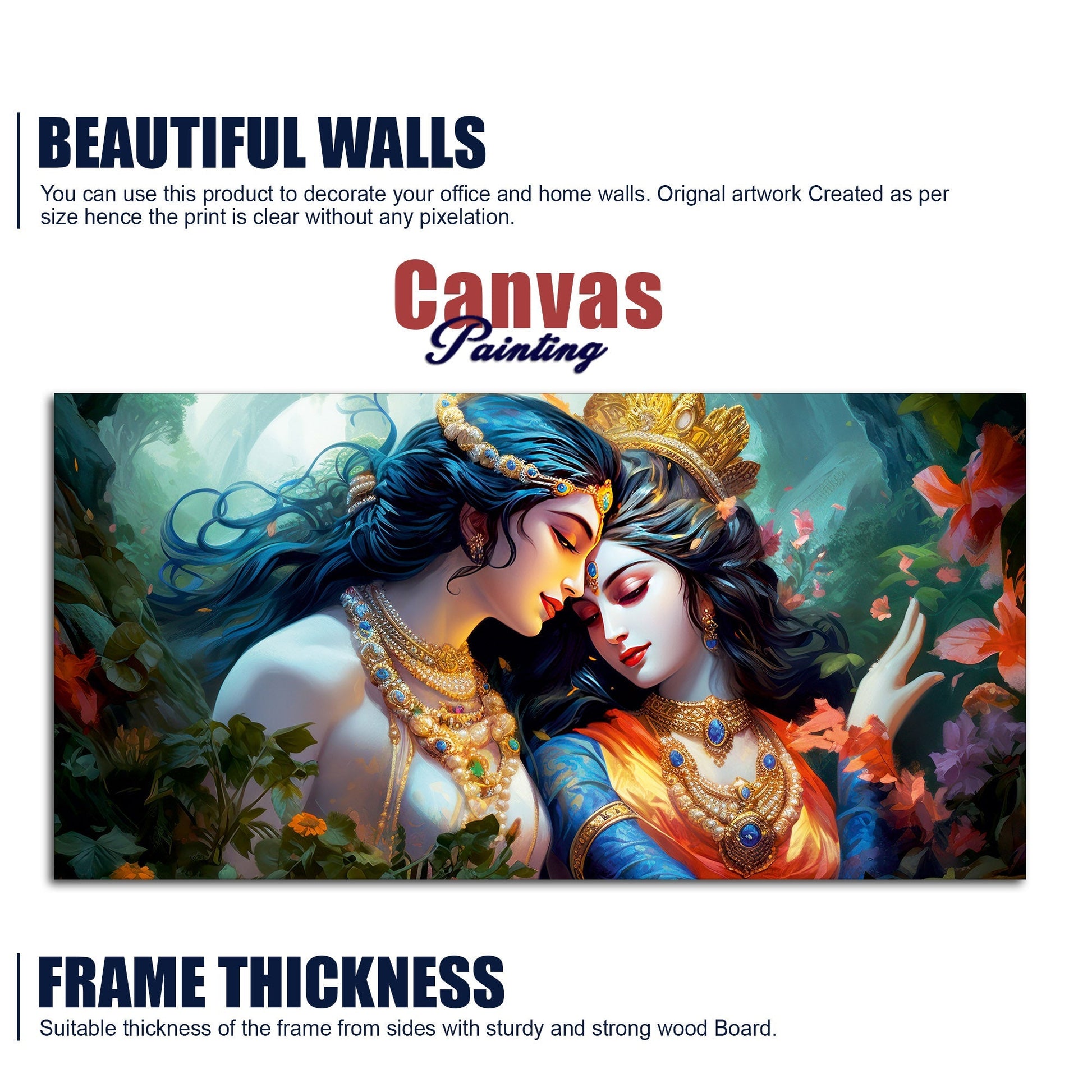 Divine Luster Painting of Radha Krishna Canvas Wall Painting