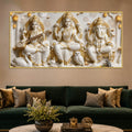 Divine Maa Saraswati & Lakshmi with Shri Ganpati 3D Canvas Wall Painting