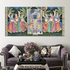 Divine Nathdwara Shreenathji with Gopis Pichwai Canvas Wall Painting