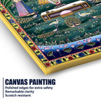 Divine Presence of Shrinathji in a Celestial Garden Pichwai Canvas Wall Painting