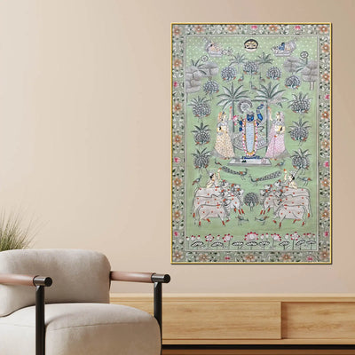 Divine Raas Leela of Lord Shrinathji in Vrindavan Pichwai Canvas Painting