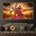 Divine Radha Krishna Dancing Floating Frame Crystal Wall Painting