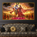 Divine Radha Krishna Dancing Floating Frame Crystal Wall Painting