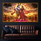 Divine Radha Krishna Dancing Floating Frame Crystal Wall Painting