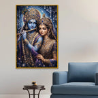 Divine Radha Krishna Floating Frame Crystal Wall Painting