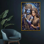 Divine Radha Krishna Floating Frame Crystal Wall Painting