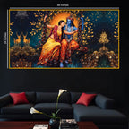Divine Radha Krishna Jhula Wall Art Crystal Glass Painting