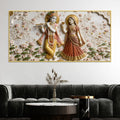Divine Radha Krishna Lotus Garden 3D Canvas Wall Painting