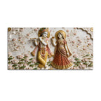 Divine Radha Krishna Lotus Garden 3D Canvas Wall Painting