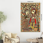 Divine Radha Krishna Madhubani Canvas Painting for Religious Indian Wall Decor