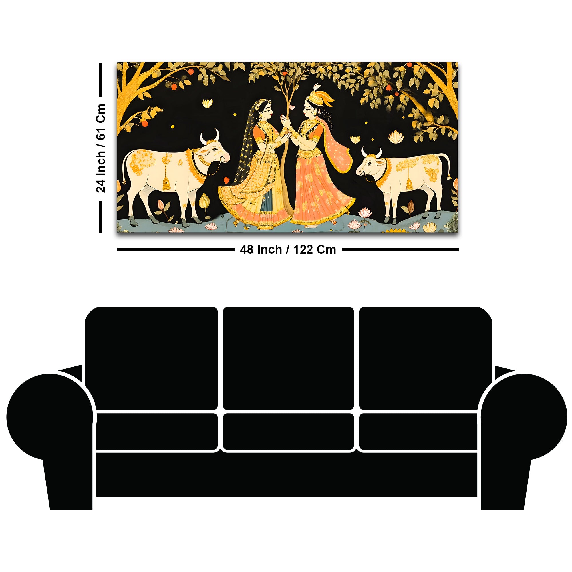 Divine Radha Krishna Pichwai Style Canvas Painting | Spiritual Indian Home Decor