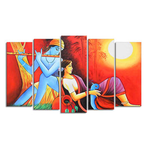 Divine Radha Krishna Premium Wall Painting Set of Five