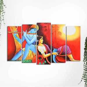 Divine Radha Krishna Premium Wall Painting Set of Five