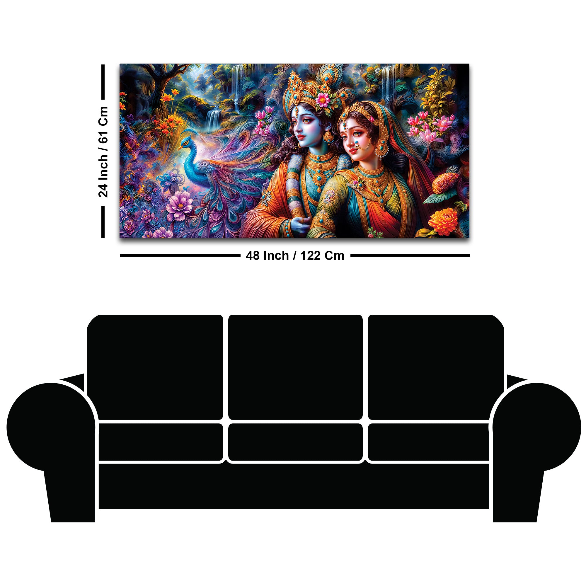Divine Radha Krishna Scenic Canvas Wall Painting