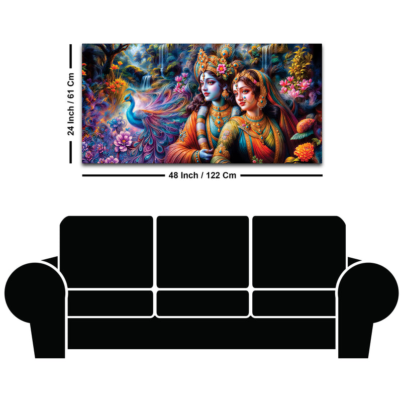 Divine Radha Krishna Scenic Canvas Wall Painting