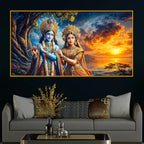 Divine Radha Krishna Wall Art Crystal Glass Painting for Luxury Decor