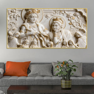 Divine Radha Krishna with Gopis 3D Canvas Wall Painting