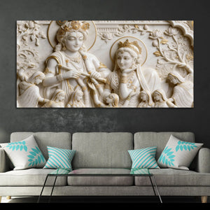 Divine Radha Krishna with Gopis 3D Canvas Wall Painting