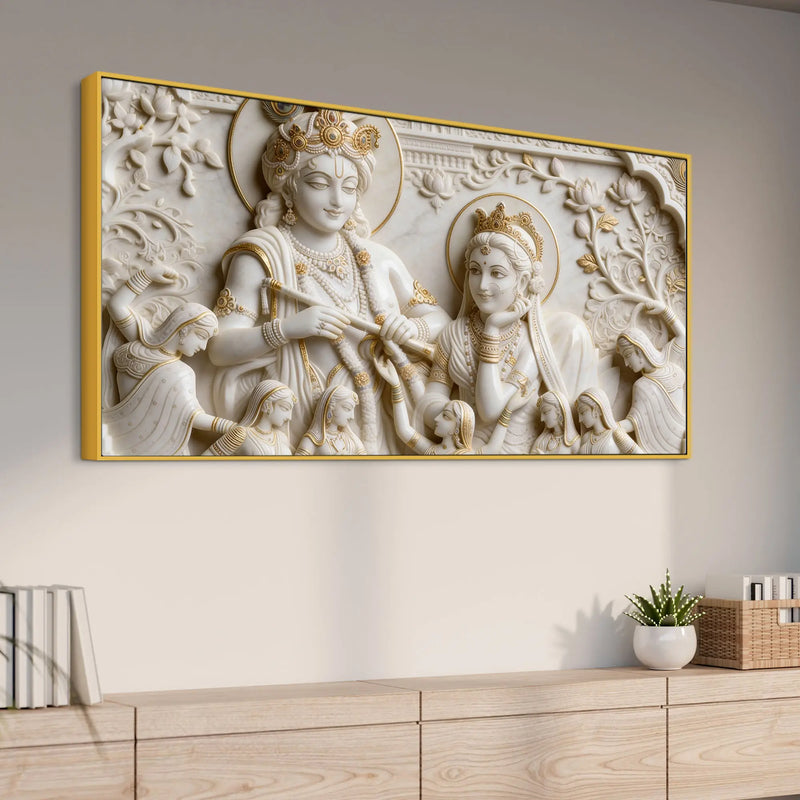 Divine Radha Krishna with Gopis 3D Canvas Wall Painting