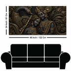 Divine Radha Krishna with Peacock Metallic Look 3D Canvas Wall Painting
