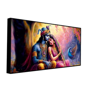 Divine Radha with Krishna Beautiful Canvas Wall Painting