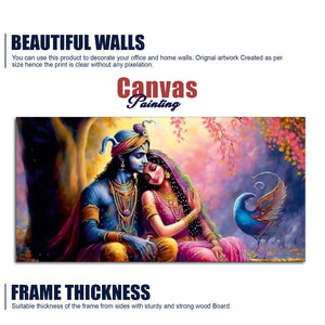 Divine Radha with Krishna Beautiful Canvas Wall Painting